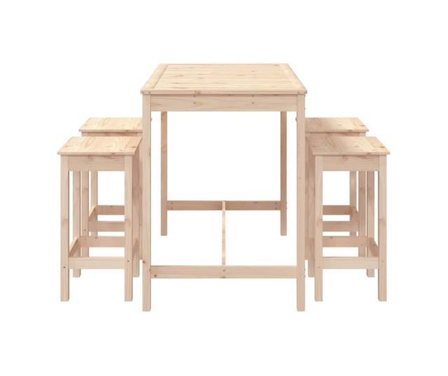 Комплект градински бар мебели, 5 части, масивна борова дървесина