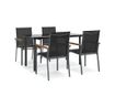 Градински комплект мебели, 5 части, Черен, Текстилен и Стоманен thumbnail 2