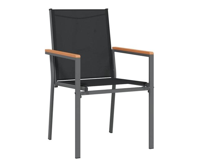 Градински комплект мебели, 7 части, Черен, Текстилен и Стоманен