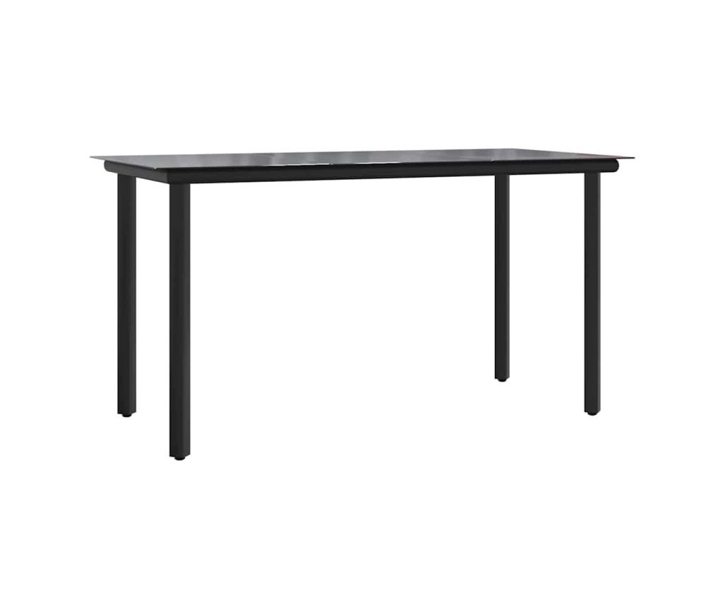 Градински комплект мебели, 5 части, Черен, Текстилен и Стоманен - 6