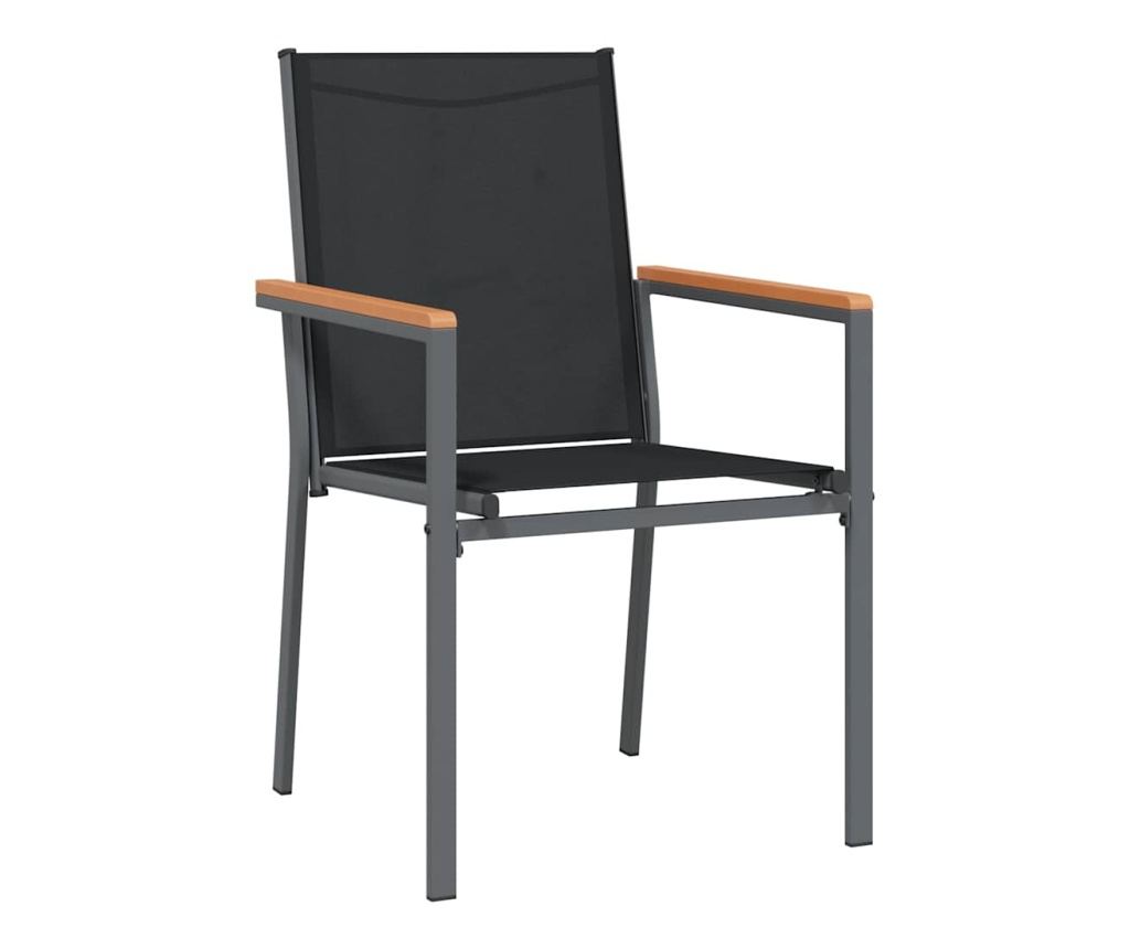 Vrtna garnitura, 7 komada, crna, tekstilen i čelik - 5