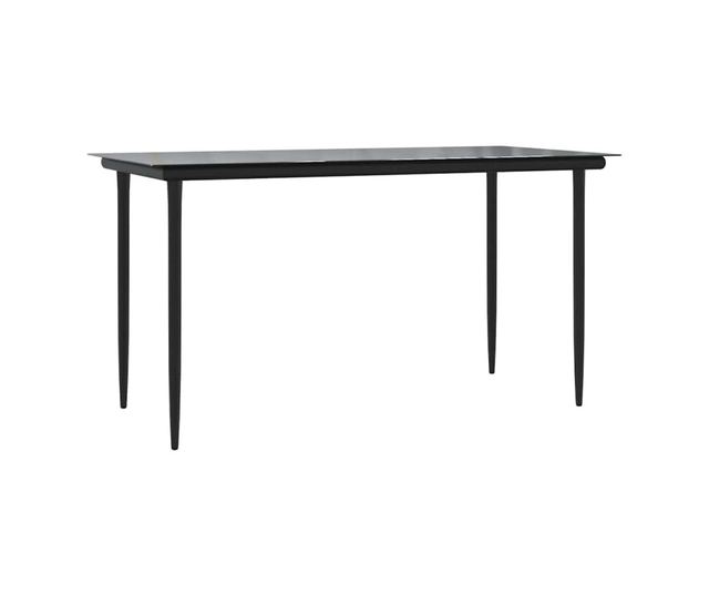 Градински комплект мебели, 7 части, Черен, Текстилен и Стоманен