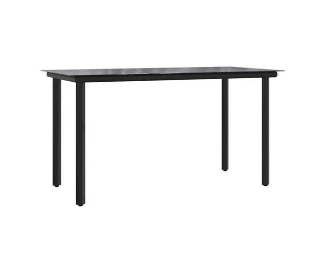 Градински комплект мебели, 7 части, Черен, Текстилен и Стоманен