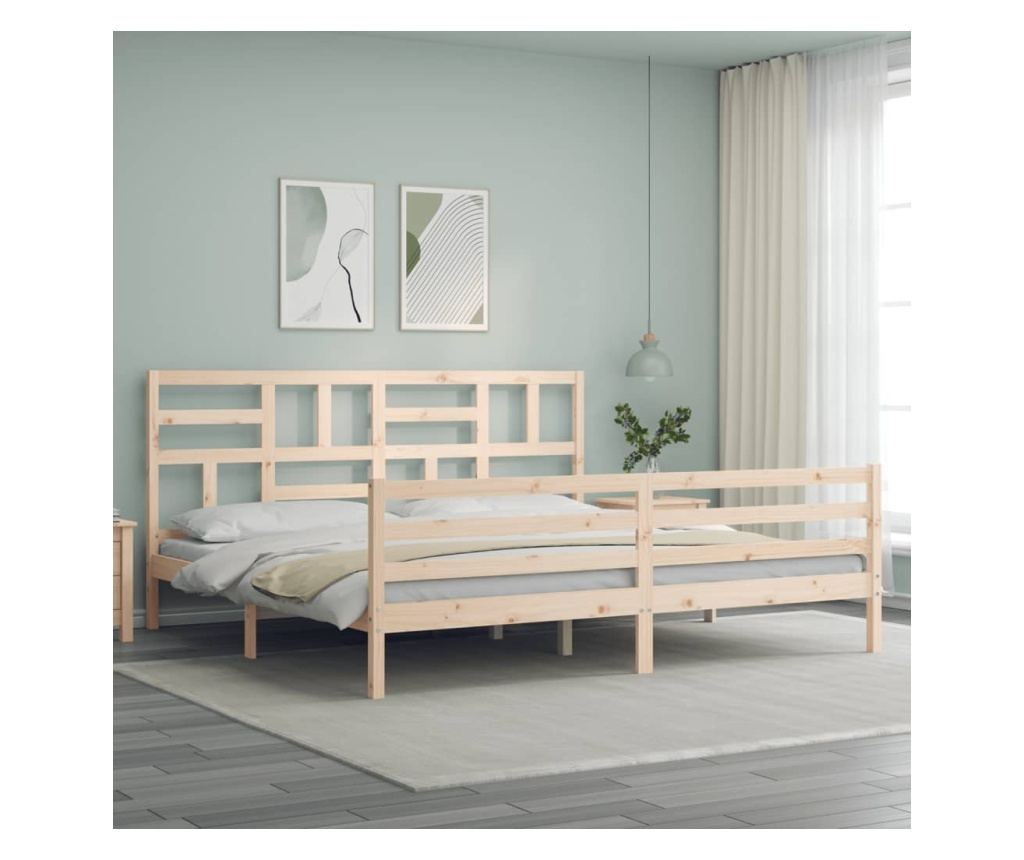 Рамка за легло с табла 200x200 см, масив бор - 4