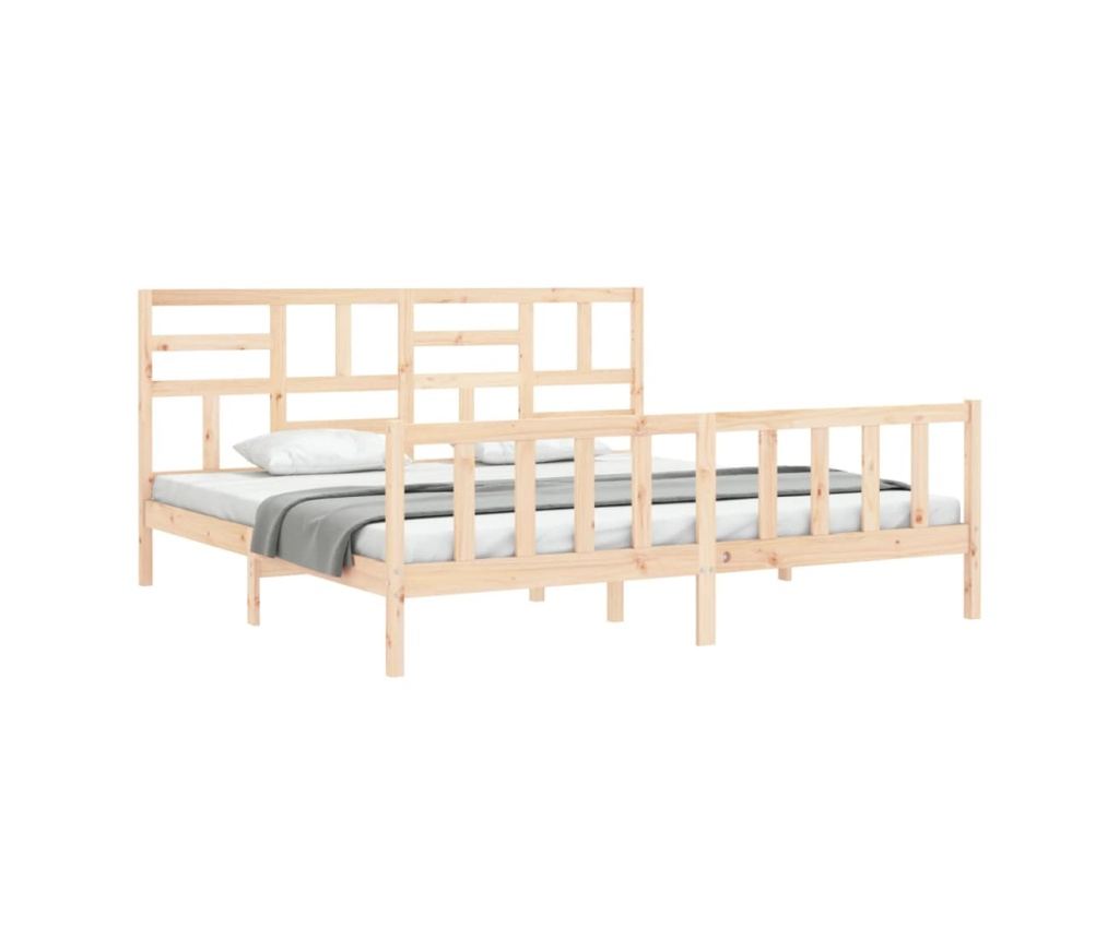 Рамка за легло с табла 200x200 см, масивна борова дървесина - 4