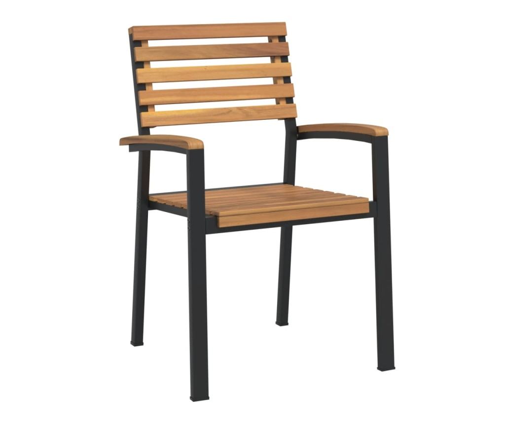 Градински комплект мебели, 5 части, масивно акациево дърво и метал - 4