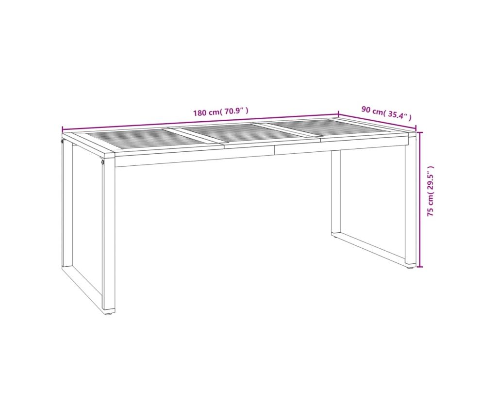 Градински комплект мебели, 5 части, масивно акациево дърво и метал - 8