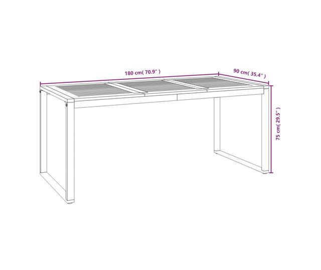 Градински комплект мебели, 7 части, масивна акациева дървесина и метал
