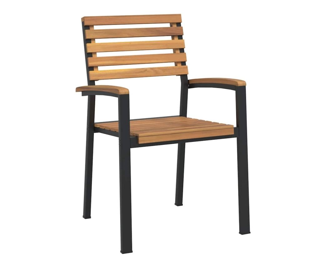 Градински комплект мебели, 7 части, масивно акациево дърво и метал - 4