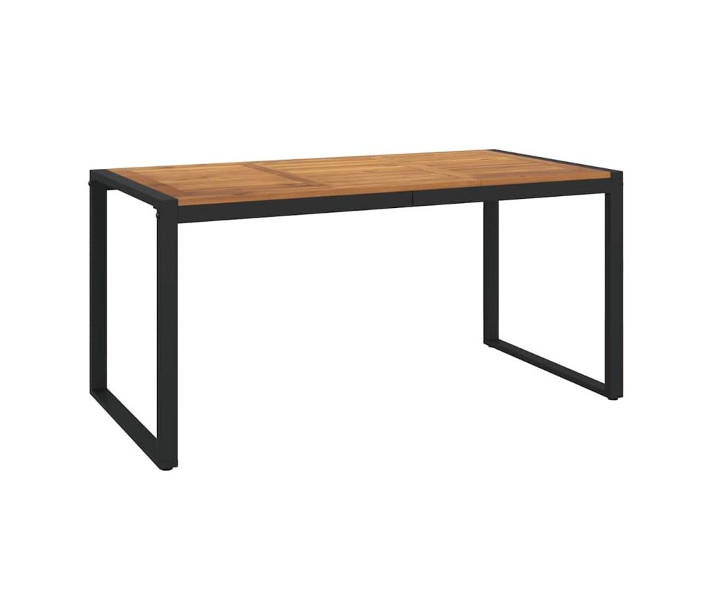 Градински комплект мебели, 7 части, масивно акациево дърво и метал - 5