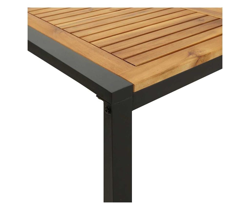 Градински комплект мебели, 7 части, масивно акациево дърво и метал - 7