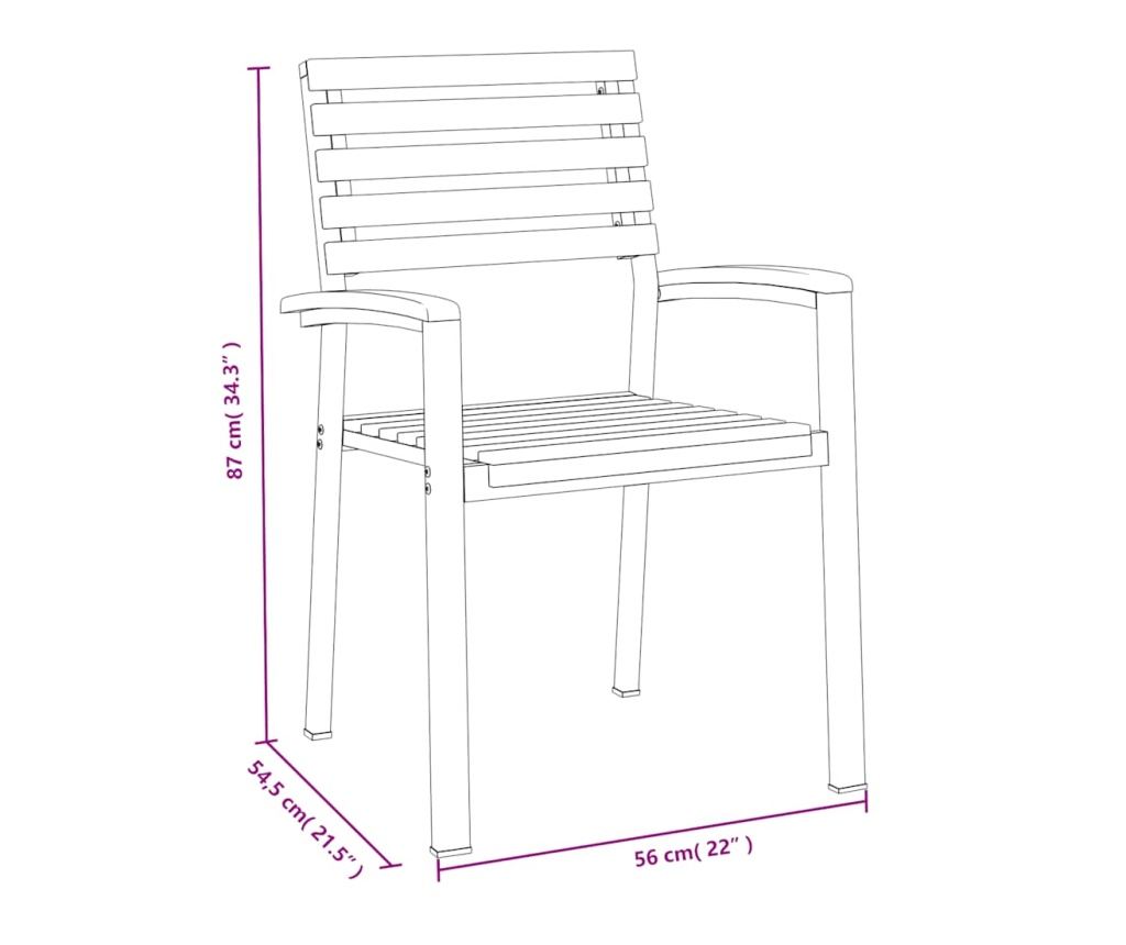Градински комплект мебели, 7 части, масивно акациево дърво и метал - 9