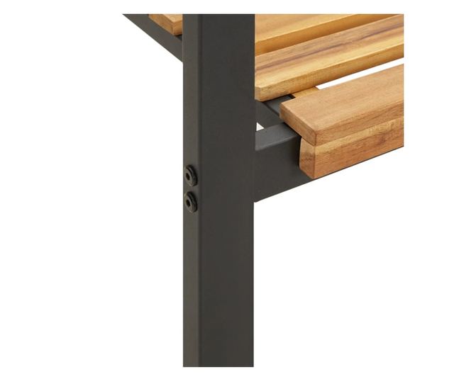 Градински комплект мебели, 7 части, масивно акациево дърво и метал