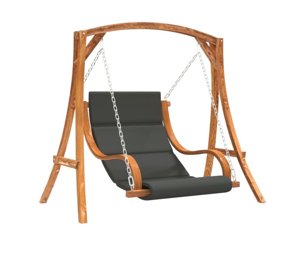 Висящ стол с възглавница, масивна смърчова дървесина с покритие от тиково дърво - 2