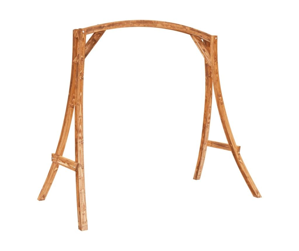 Висящ стол с възглавница, масивна смърчова дървесина с покритие от тиково дърво - 5