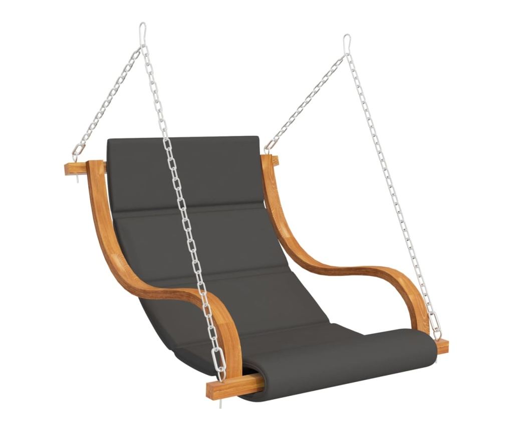 Дървен люлеещ се стол с възглавница и сенник, масивна смърчова дървесина - 3