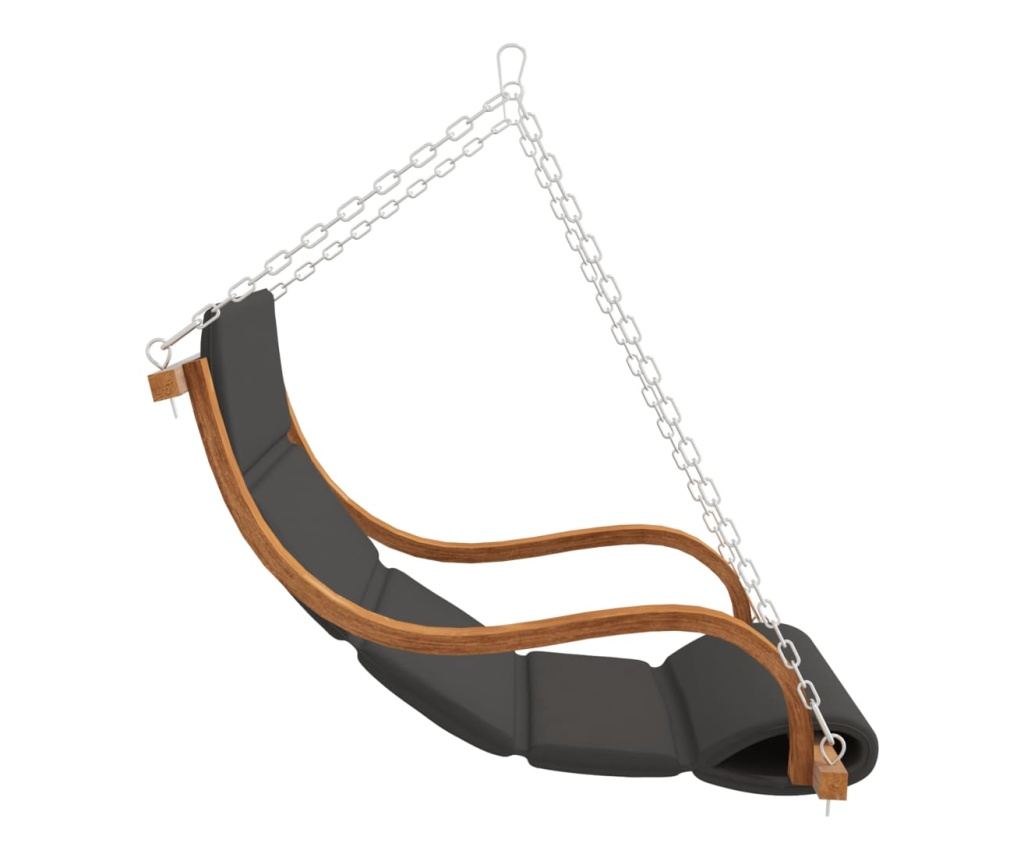 Дървен люлеещ се стол с възглавница и сенник, масивна смърчова дървесина - 4