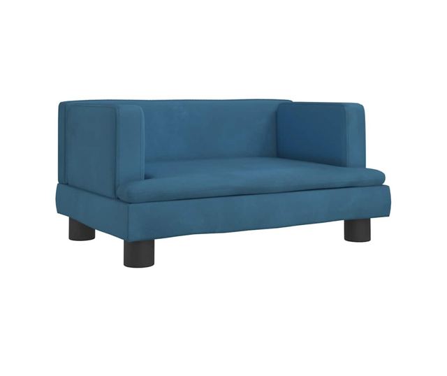 Детски диван, син, 60x40x30 см, кадифе