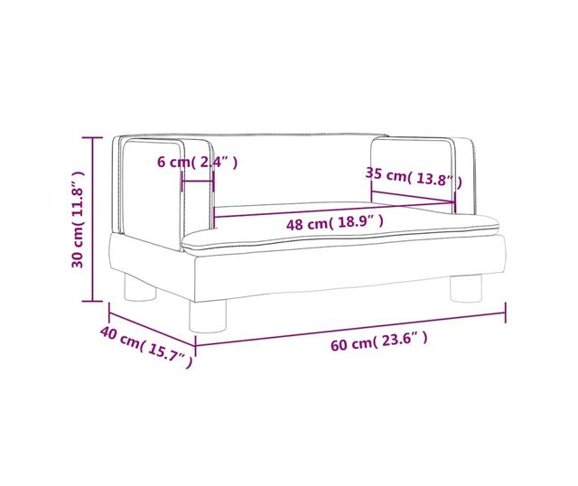 Детски диван, син, 60x40x30 см, кадифе