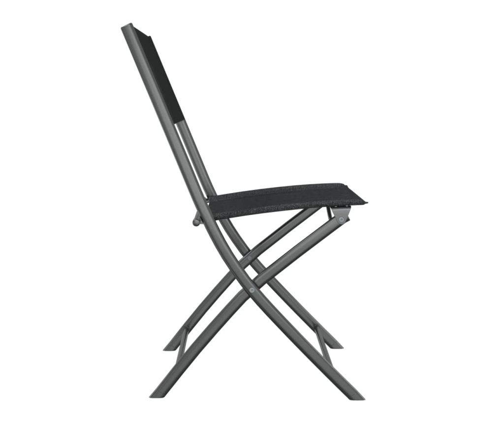 Градински комплект мебели, 3 части, Черен, Стомана - 5