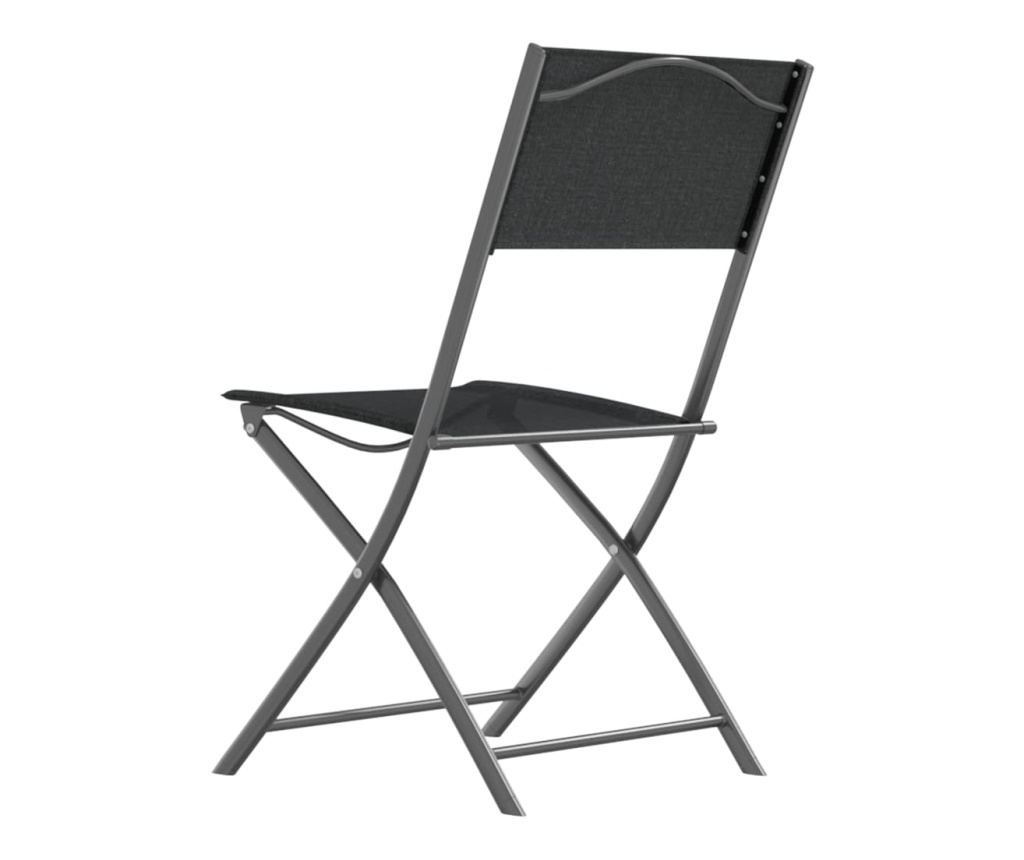 Градински комплект мебели, 3 части, Черен, Стомана - 6