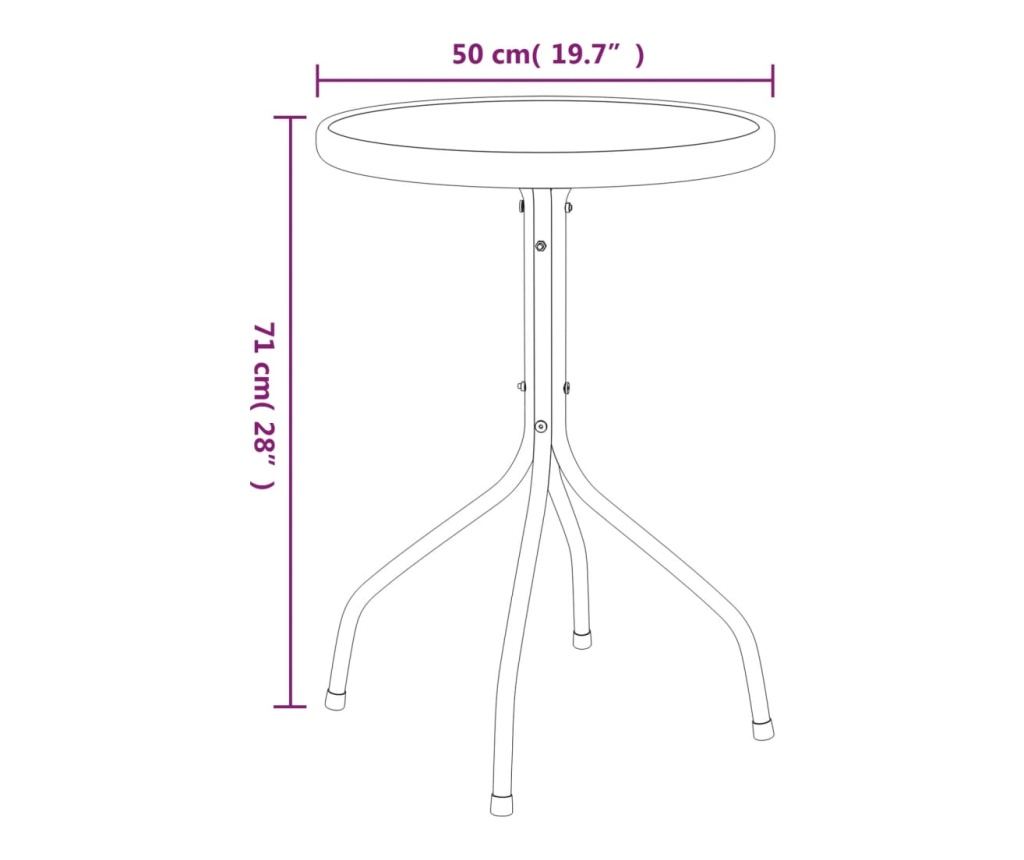 Градински комплект мебели, 3 части, Черен, Стомана - 11