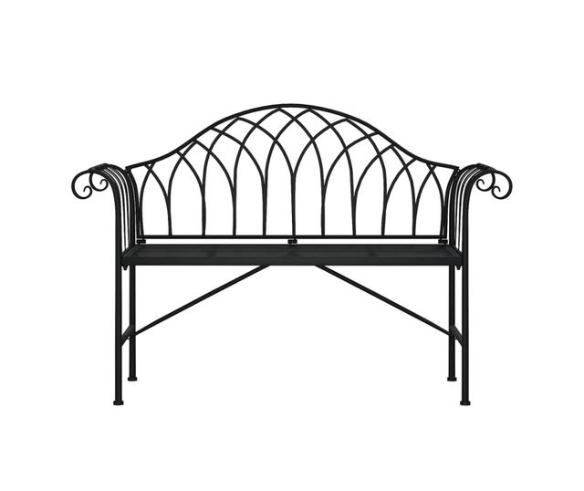 Градинска пейка за двама, черна, 128 см, стомана