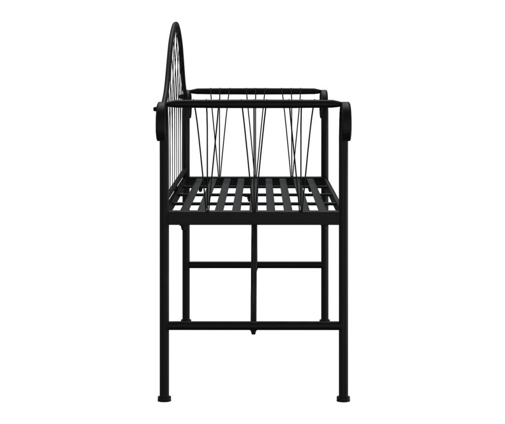 Bancă de grădină cu 2 locuri, negru, 128 cm, oțel - 4
