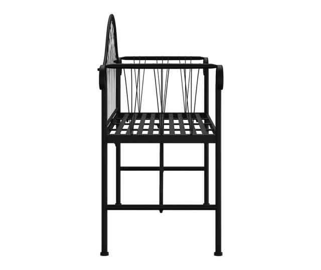 Градинска пейка за двама, черна, 128 см, стомана