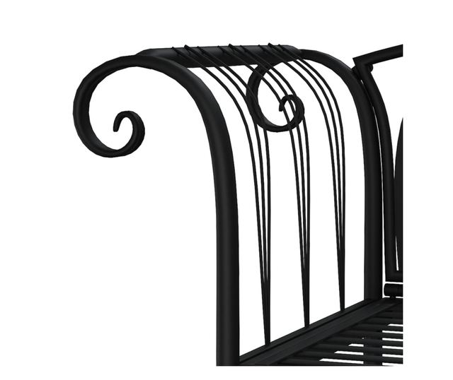 Градинска пейка за двама, черна, 128 см, стомана