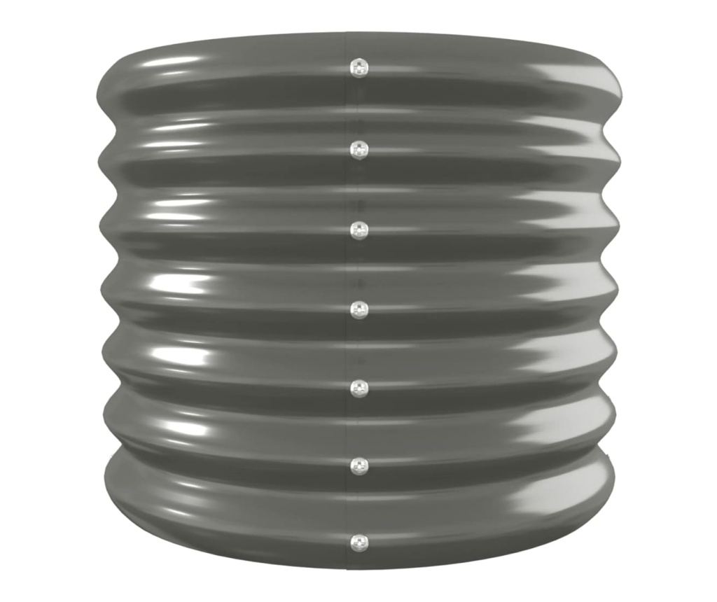 Градинска саксия сива 260x40x36 см прахово боядисана стомана - 4