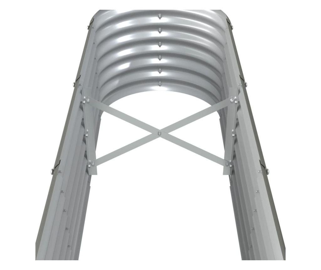 Градинска саксия сива 260x40x36 см прахово боядисана стомана - 5