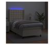 Пружинно легло с матрак и LED, кремаво, 100x200 см, еко кожа