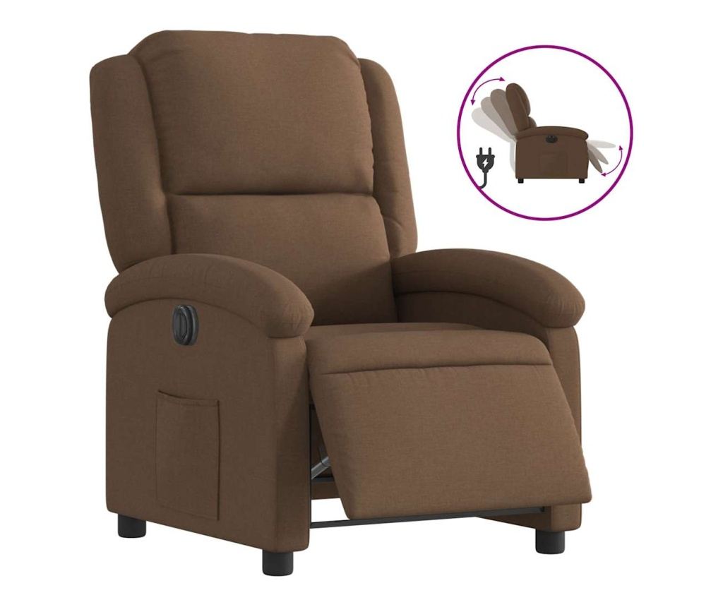 Električni naslanjač na razteg, rjav, blago - 2