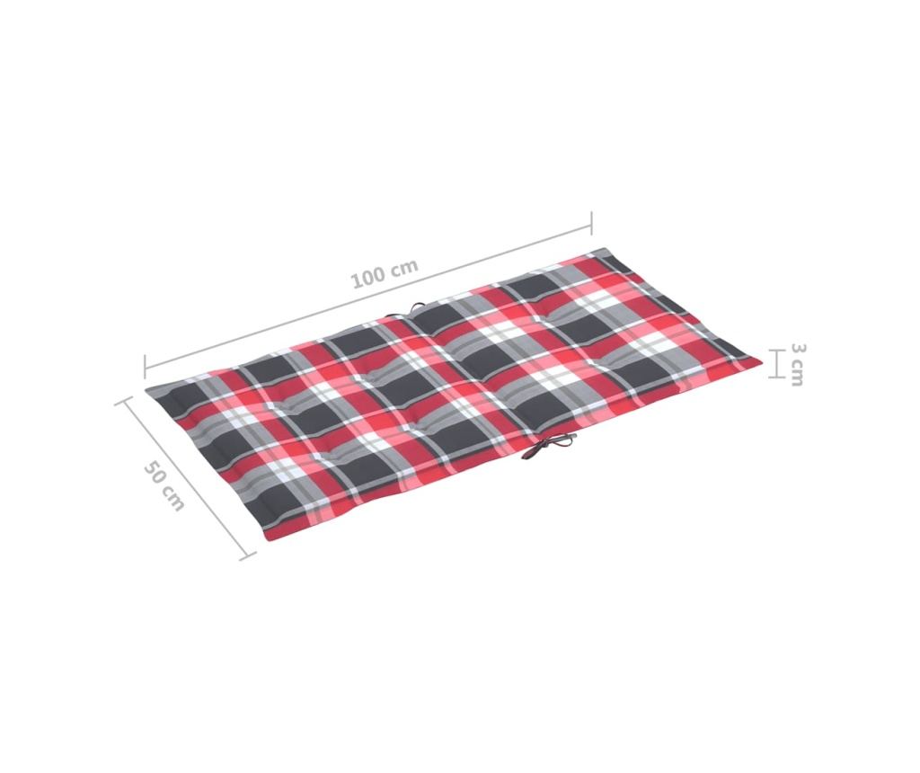 Градински възглавници, 2 бр., червен каре, 100x50x3 см - 6