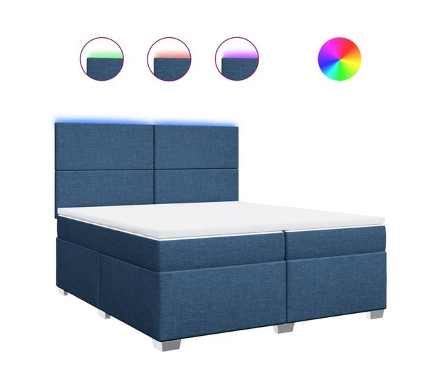 Боксспринг легло с матрак, синьо, 200x200 см, текстил