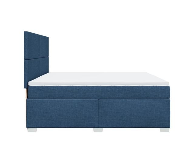 Боксспринг легло с матрак, синьо, 200x200 см, текстил