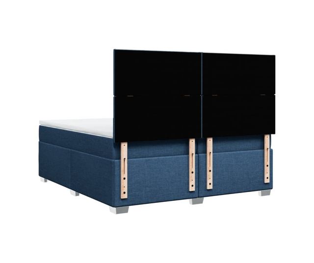 Боксспринг легло с матрак, синьо, 200x200 см, текстил