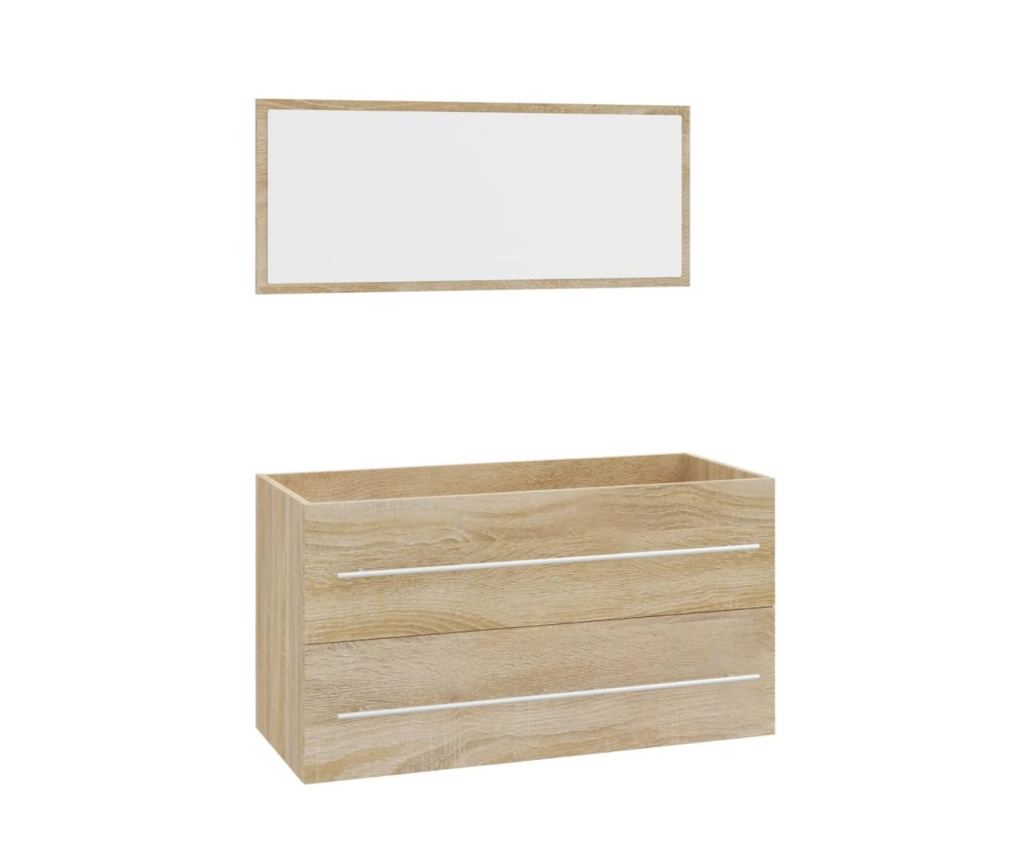 Мебел за баня, 3 части, Сонома дъб - 5