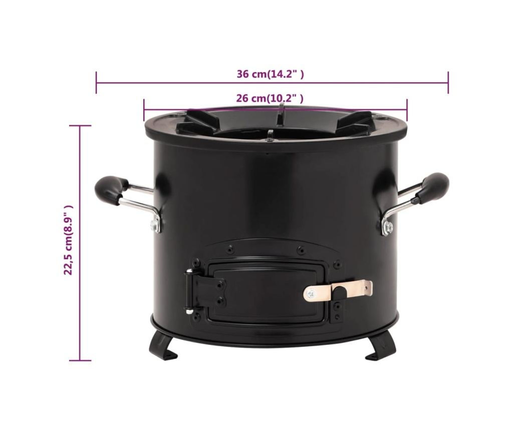 Къмпинг печка на дърва, черна, 36x26x22.5 см, метал - 10