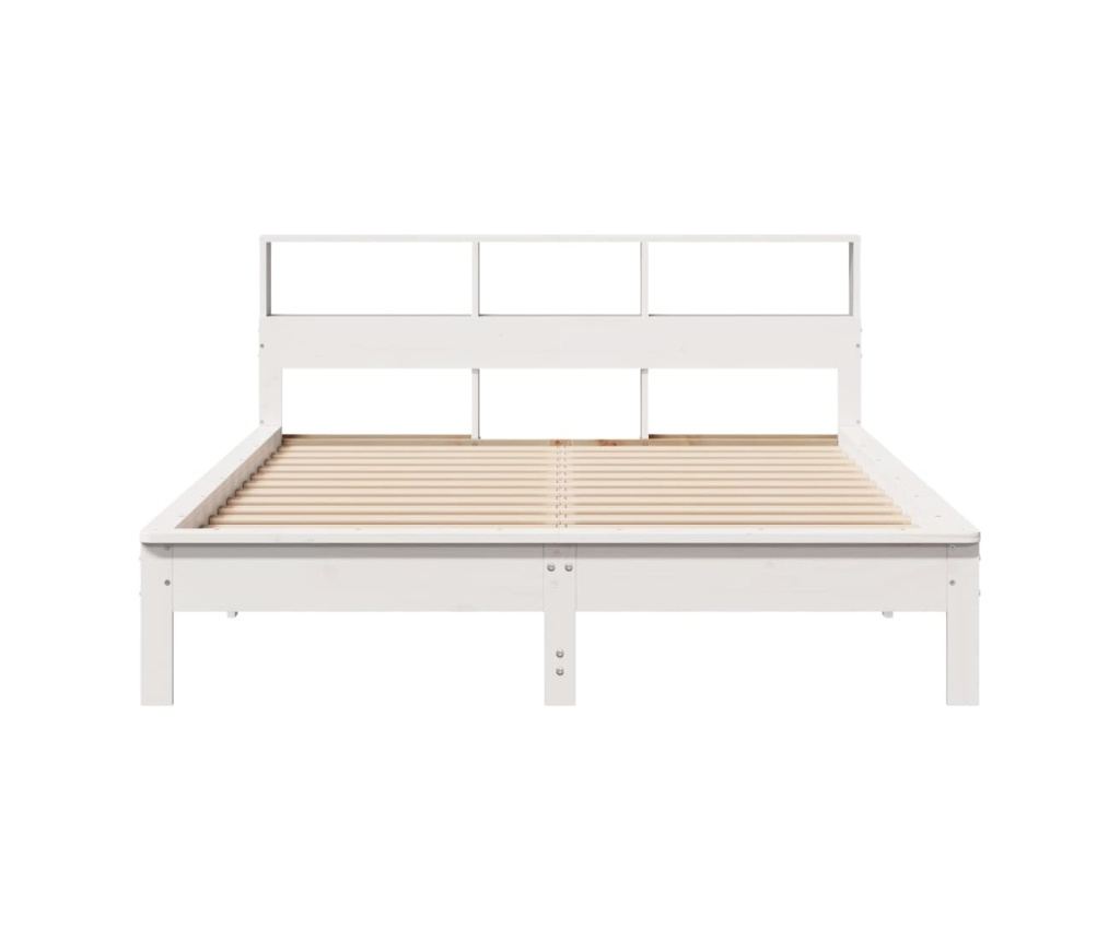 Рамка за легло без матрак, бяла, 135x190 см, масивна борова дървесина - 4