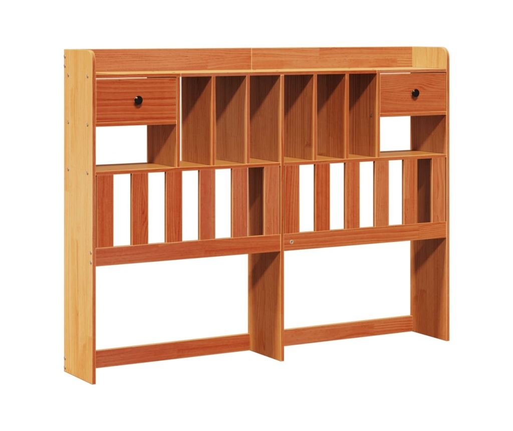 Posteľový rám s policovou čelom hnedý 150x200 cm masívna borovica - 7