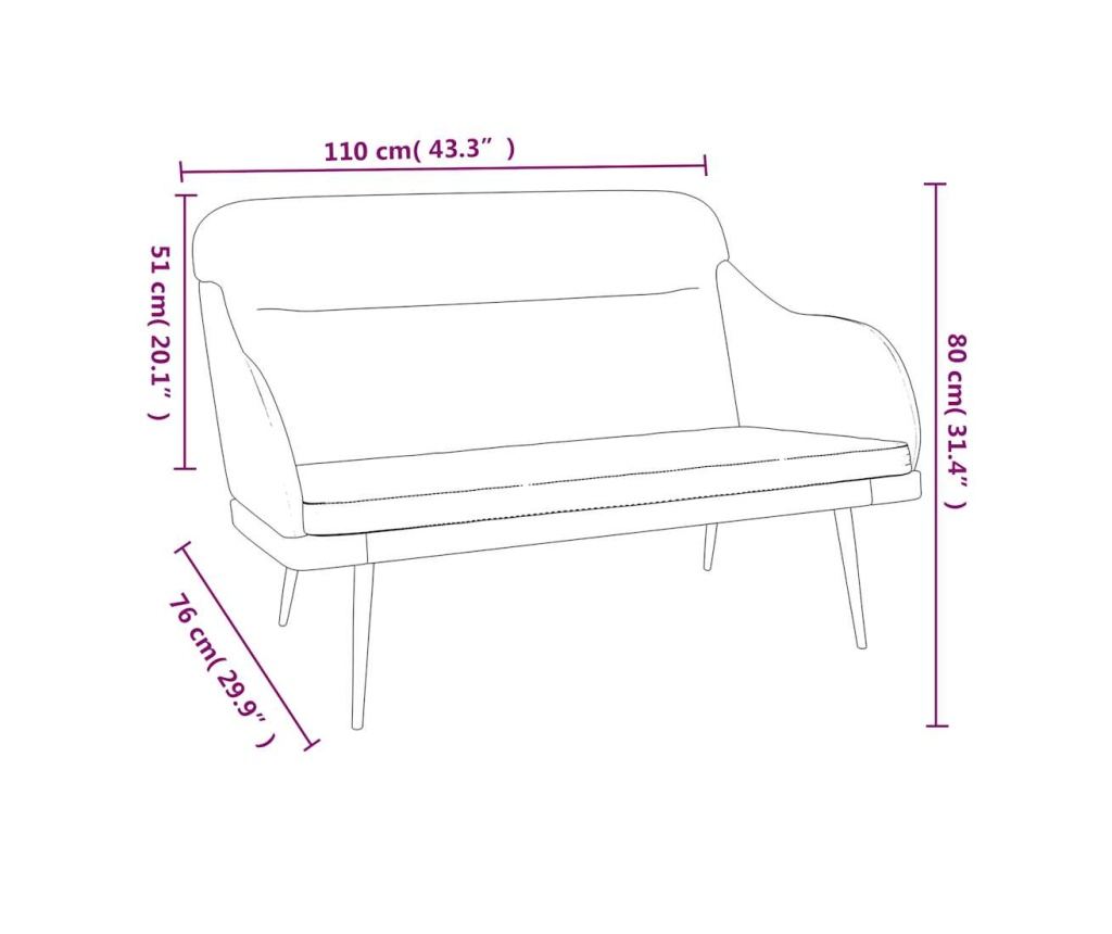 Sofa, krem, 110x76x80 cm, žamet - 8