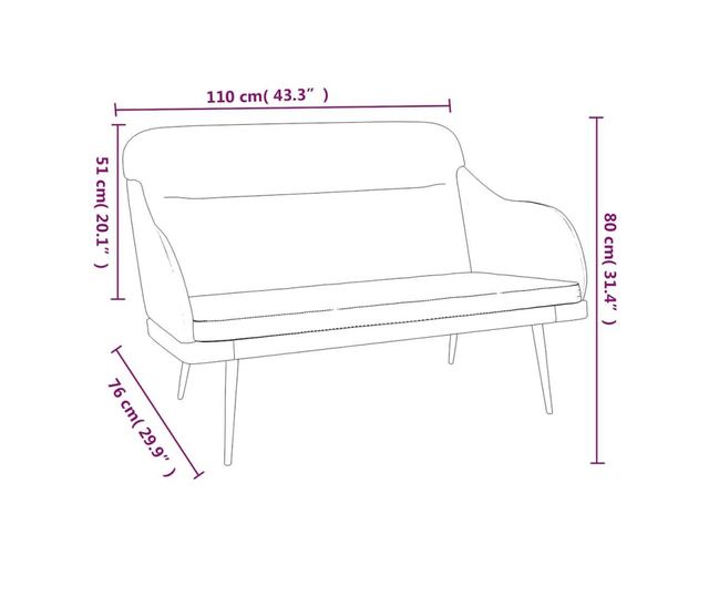 Диван, кремав, 110x76x80 см, кадифе