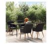 Комплект градински мебели, 5 части, с възглавници, черен thumbnail 1