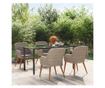 Комплект градински трапезни мебели, 5 части, с възглавници, кафяв thumbnail 1