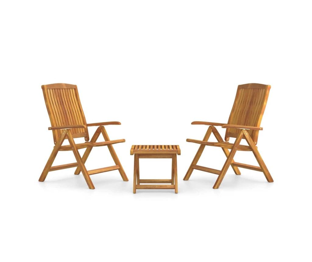 Комплект градински мебели, 3 части, масивно тиково дърво - 2