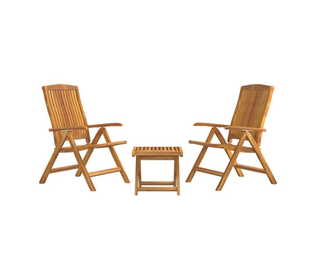 Комплект градински мебели, 3 части, масивно тиково дърво - 3