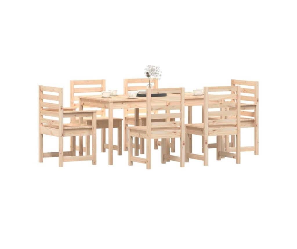 Градински комплект маса, 7 части, масивна борова дървесина - 4