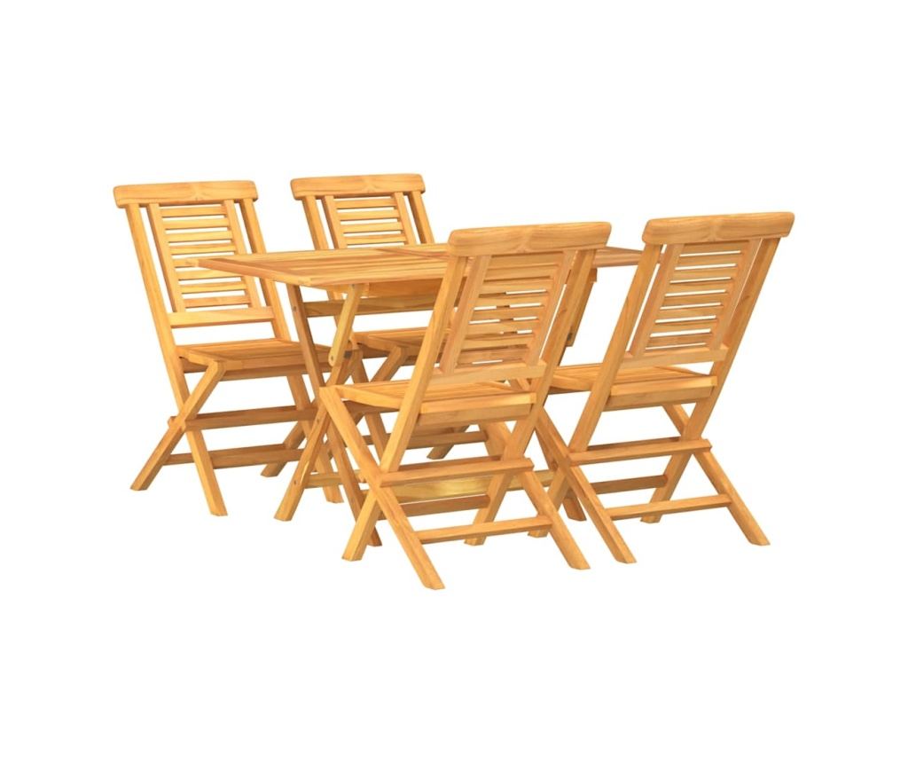 Градински комплект, масивно тиково дърво, 5 части - 2